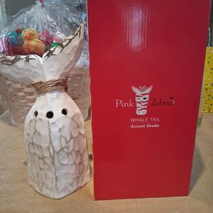 Pink Zebra Whale Tail Accent Shade - White Ceramic